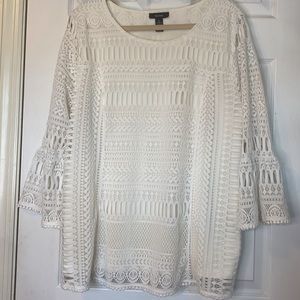 White Bell-Sleeve Layered Blouse